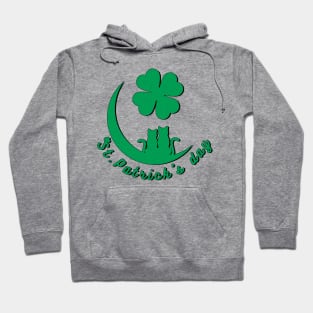 st patricks day two cats with moon and clover Hoodie